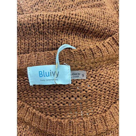 Bluivy Women Brown Asymmetric Hem Knit Drawstring Waist 2 Pcs Skirt Set Size S N - Picture 8 of 11